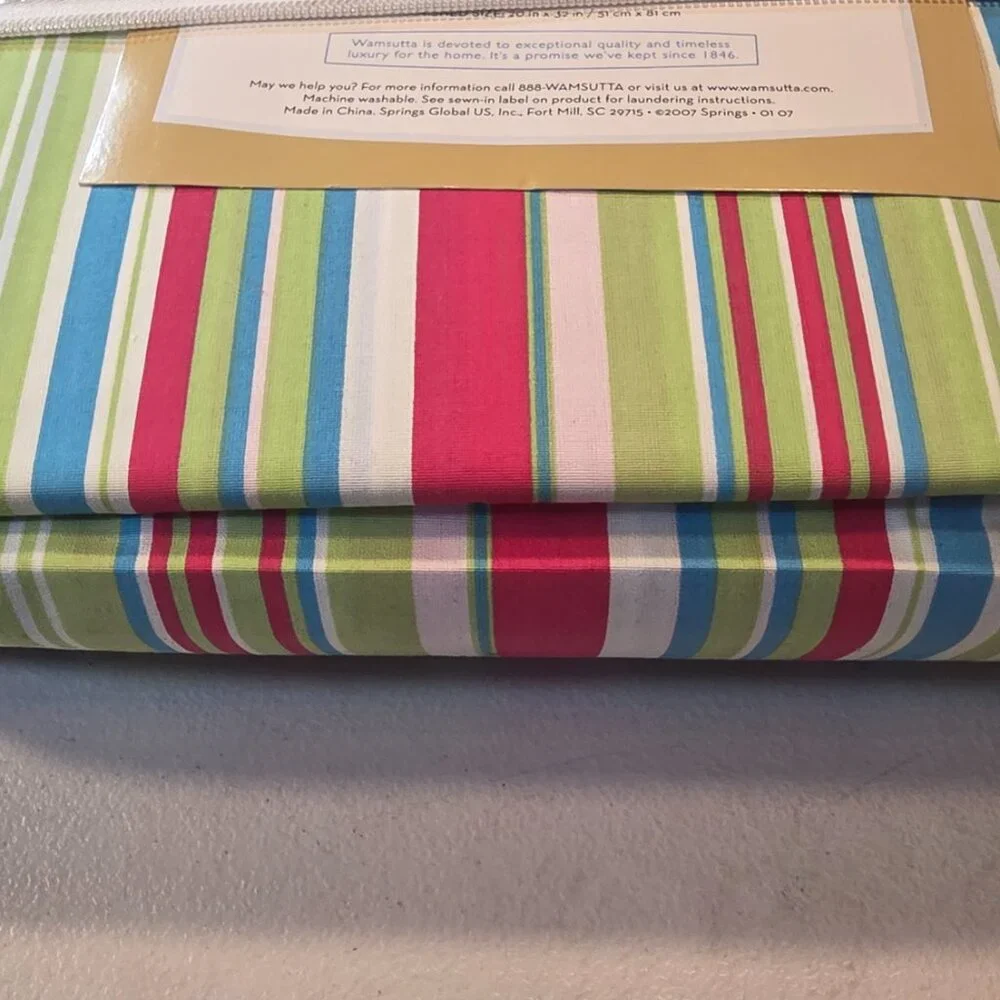 3 Piece 300 Count Twin Wamsutta Sheet Set 60/40 Striped Flat Fitted & Pillowcase